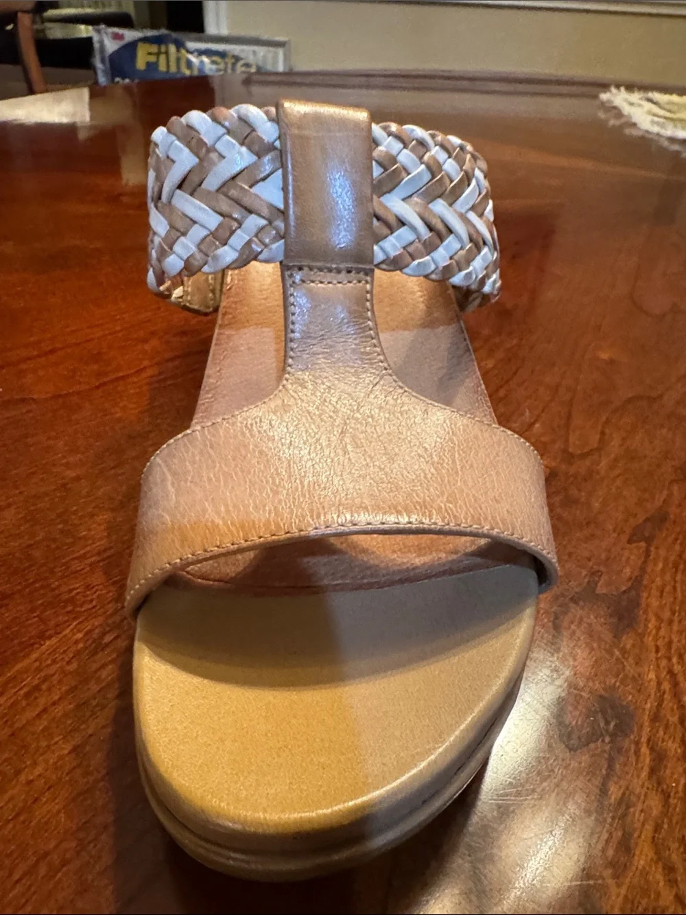 Nurture by Lamaze Tan and White Woven Wedge Sandals